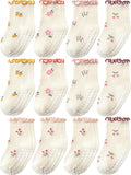 Baby Toddler Girls Socks Grip Ruffle Non Slip Kids Cotton 12 Pack Socks | by Aroveea