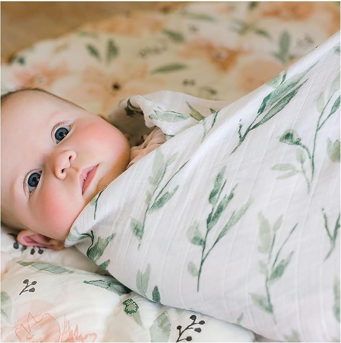 Crane Baby 100% Cotton Muslin Swaddle Blankets, Parker Pink Floral, Baby Blanket - Image 5
