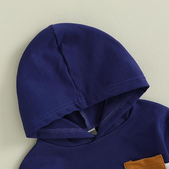 Infant Baby Boy Fall Winter Clothes Outfit Hooded Long Sweatshirt Pant Set - Image 5