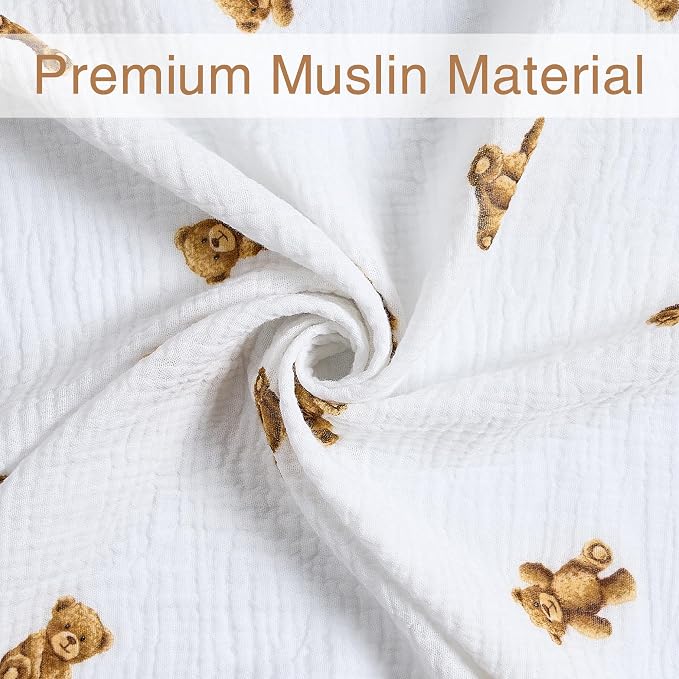 Meracorallo Muslin Swaddle Blanket, 100% Cotton Receiving Blanket, Bears | Soft - Image 5