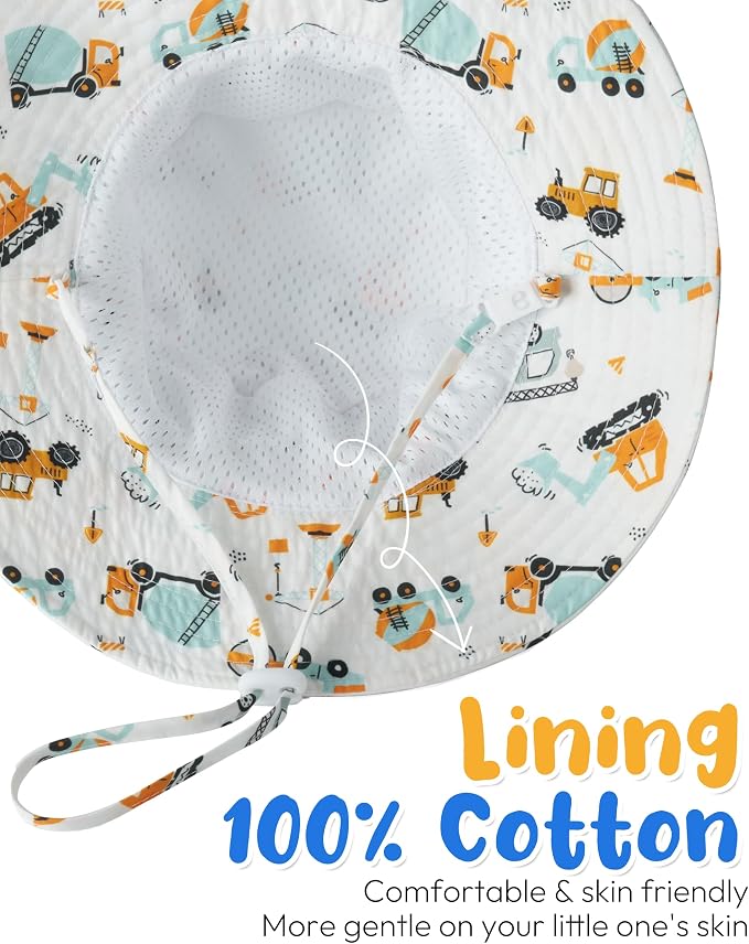 Baby Sun Hat Kids Summer Sun Protection Toddler Bucket Hat Wide Brim Adjustable - Image 6