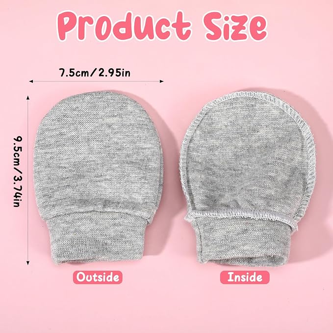8 Pairs Newborn Infant Toddler Mittens, Elastic Cotton No Scratch Newborn Baby - Image 2