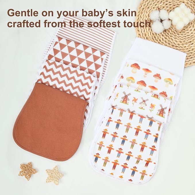 Baby Burp Cloths 8-Pack, Waterproof Burping Cloths, 4-Layer Super Absorbent & - Image 6