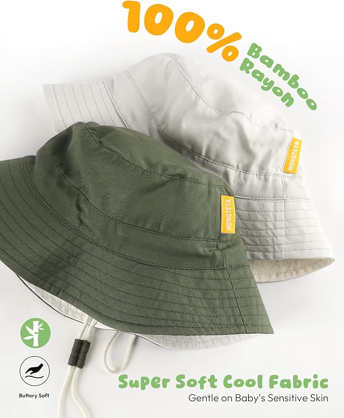 Baby Sun Hat for Toddler Kids Bamboo Rayon Bucket Hat Summer Beach Sun - Image 3