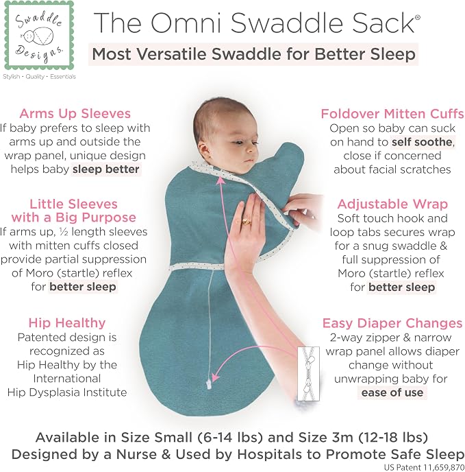 SwaddleDesigns 6-Way Omni Swaddle Sack, Arms Up Swaddle - Image 2