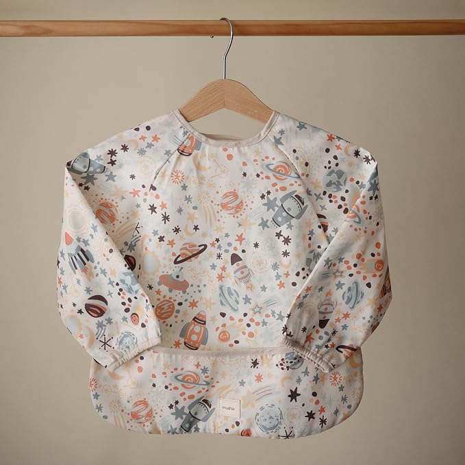 mushie Long Sleeve Baby Bib | Water Resistant Adjustable Fit | Ages 6-24 Months - Image 2