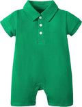DEFAHN Baby Boy Polo Romper Short Sleeve Collared One-Piece Outfit 0-24M by DEFAHN