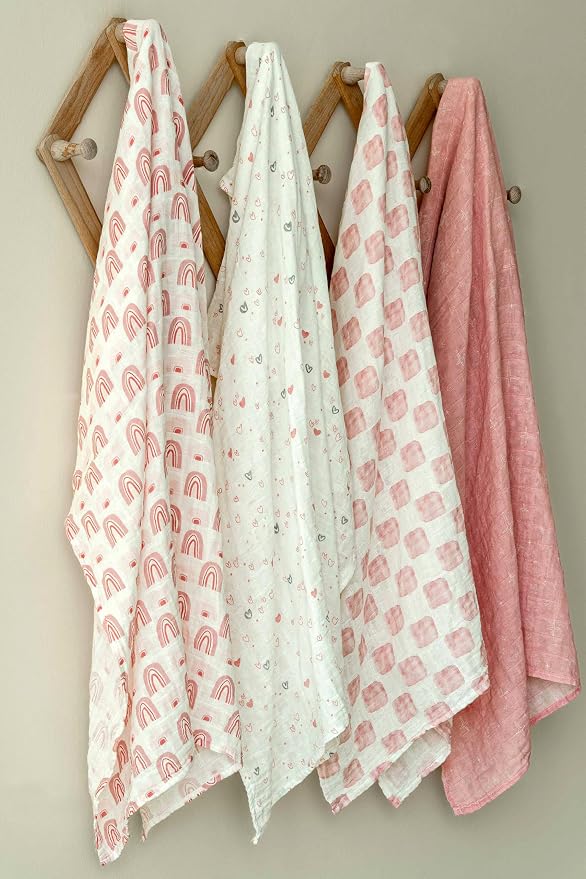 Muslin Swaddle Blankets for Newborn, Cotton Receiving Blanket | 4 Pack 100% - Image 7