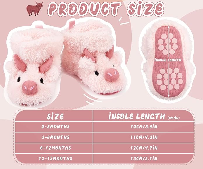 Highland Cow Baby Booties | Newborn Shoes, Infant Slippers, Unisex Styling - Image 4