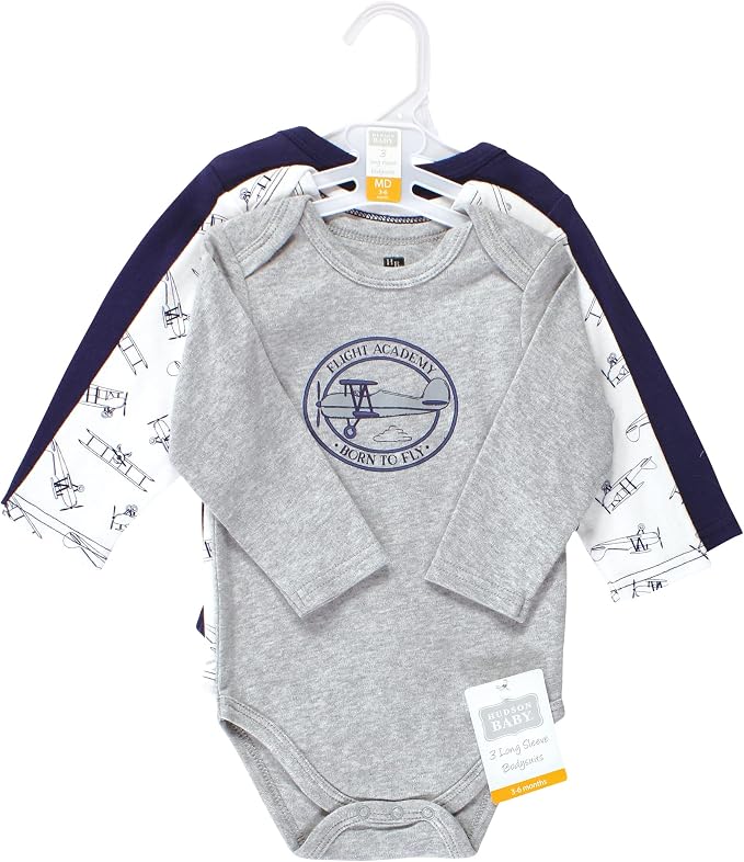 Hudson Baby baby-boys Cotton Long-sleeve Bodysuits 3-pack - Image 2