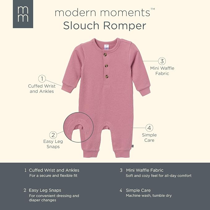 Modern Moments by Gerber Baby Henley Waffle Knit Romper - Image 6