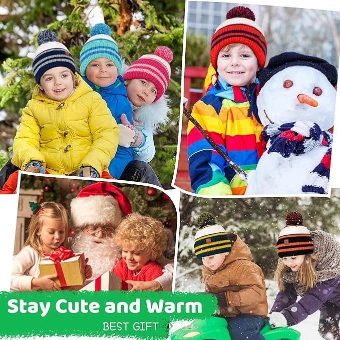 FZ FANTASTIC ZONE Kids Toddler Winter Hat Beanie with Warm Fleece Ski Baby Hats for 2-7 Years Skull Cap Baby Boys Girls Gifts