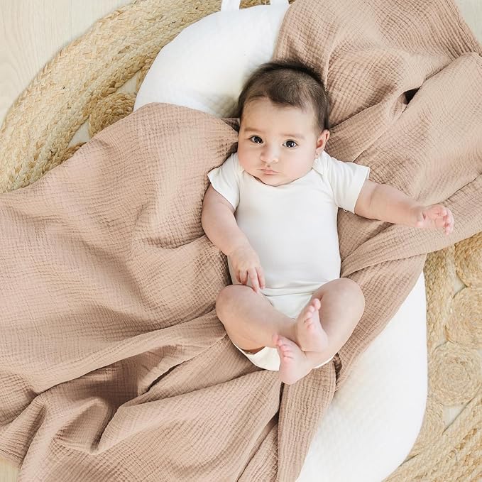 Konssy 3-Pack Muslin Baby Swaddle Blankets, 47 x 47 in Receiving Blankets | - Image 6