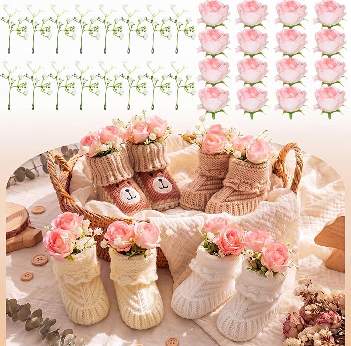 Glitopper 4 Set Baby Shower Table Decorations Booties Bulk by Glitopper