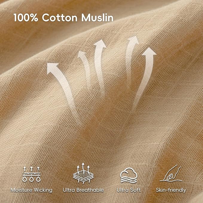 david's kids 4 Pack Baby Muslin Swaddle Blankets 47" x 47", 100% Cotton Swaddle - Image 2
