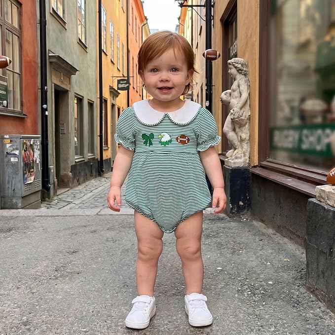 Baby Boy Girl Bubble Romper Short Sleeve Collar Summer Bodysuit - Image 2