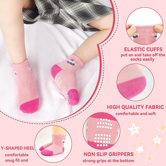 SkiBeaut Baby Toddlers Girls Socks, 12 Pairs Non Slip Kids Grips Toddler Grippy - Image 4