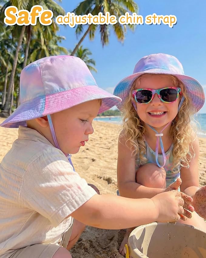 Baby Sun Hat Kids Summer Sun Protection Toddler Bucket Hat Wide Brim Adjustable - Image 2