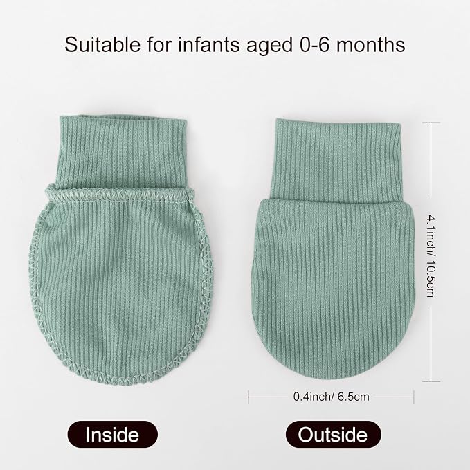 AQOKKA Newborn Baby Mittens No Scratch Cotton Elastic Wrist Gloves Infant - Image 6