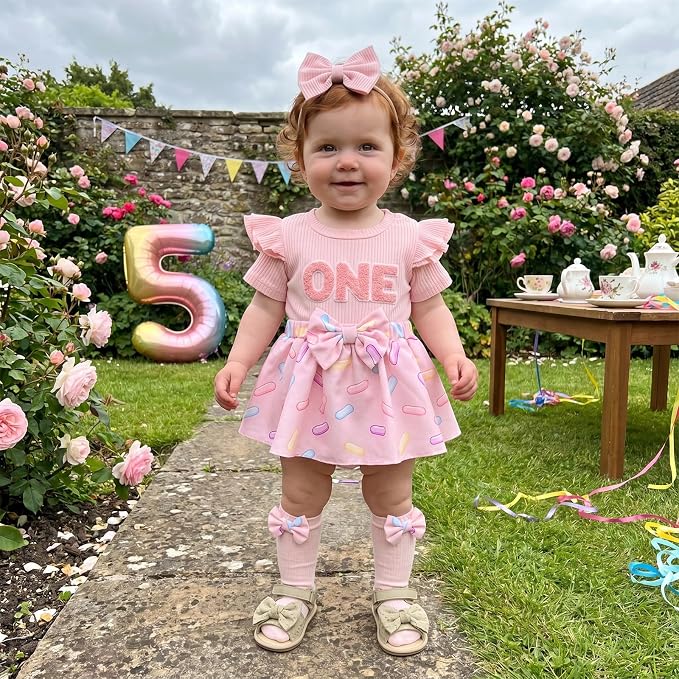 Giraropa Newborn Baby Girl Clothes Smocked Bubble Romper Dress + Socks + - Image 3