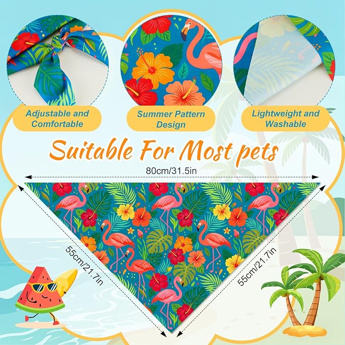 50 Pcs Summer Hawaiian Dog Bandanas Bulk Tropical Flower Pattern - Image 3