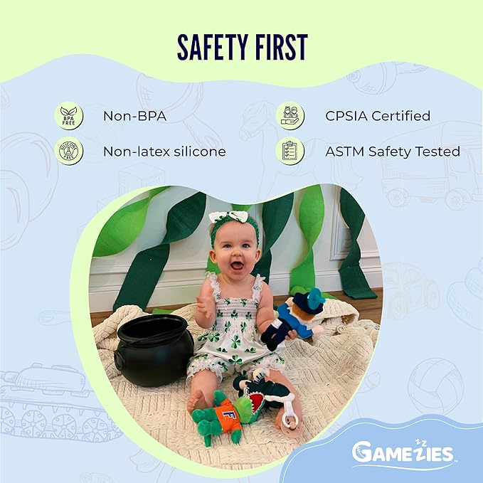Gamezies Baby Boy and Girl Silicone Cactus Plush Pacifier with Detachable Western Plush Toy Holder, CPSIA Tested, BPA-Free 0-6 Months