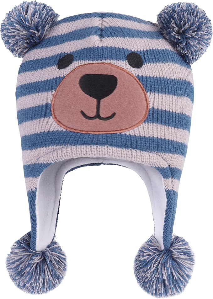 LANGZHEN Toddler Kids Infant Winter Hat,Earflap Knit Warm Cap Fleece Lined Beanie for Baby Boys Girls