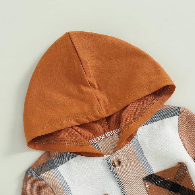 Douhoow Infant Baby Fall Clothes Boy Girl Plaid Hoodie Sweatshirt Romper - Image 5