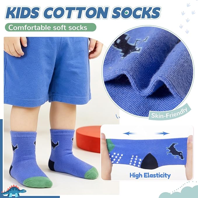 Toddler Non Slip Grips Socks Kids Anti Skid Baby Boys Girls Cotton Crew Socks - Image 2
