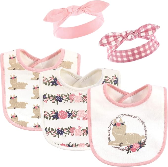Hudson Baby Unisex Baby Cotton Bib and Headband Set by HudsonBaby