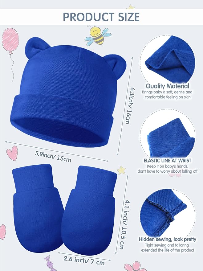 Geyoga 12 Pcs Baby Hat | Newborn Hats Mittens - Image 3