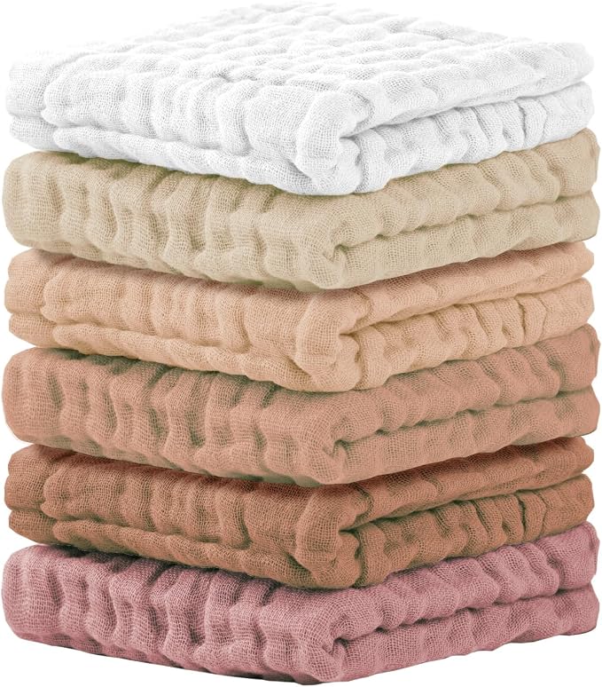Cuddle Campus Baby Washcloths 6 Packs, Muslin Washcloths Baby, Cotton Burp by CuddleCampus