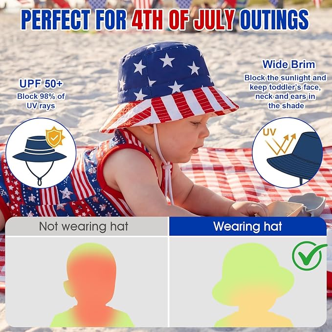 Durio Baby Sun Hat UPF50+ Wide Brim Bucket Hats - Image 2