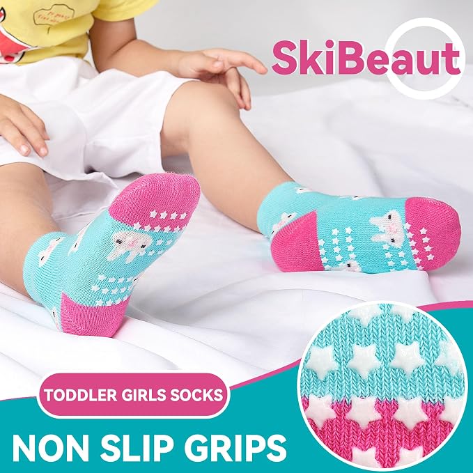 SkiBeaut Baby Toddlers Girls Socks, 12 Pairs Non Slip Kids Grips Toddler Grippy - Image 4