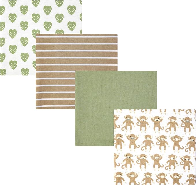 Hudson Baby Infant Boys Cotton Flannel Receiving Blankets 4-Pack, One Size by HudsonBaby