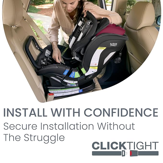 Britax Poplar S Convertible Car Seat, 2-in-1 Car Seat with Slim 17-Inch Design, ClickTight Technology, Ruby Onyx