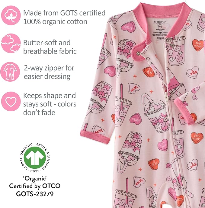 Butterblu Scout Sleep & Play 100% Organic Cotton Footed Zip Front PJs | GOTS - Image 5