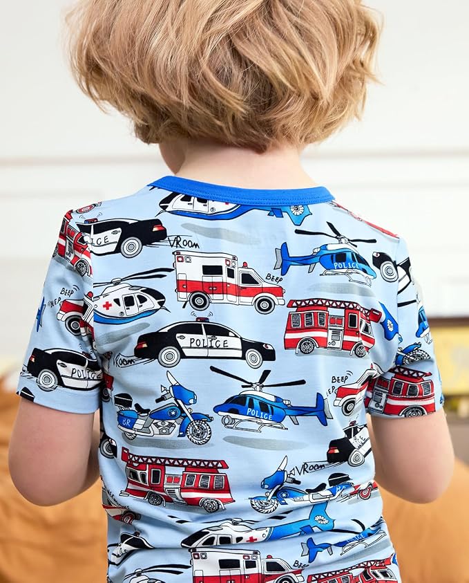 babee Reshinee Bamboo Viscose Toddler Boys Pajamas Set, Short Sleeve Kids - Image 3