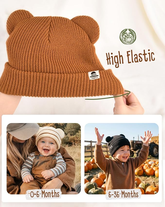 FURTALK Baby Beanie with Bear Ear Warm Knit Winter Hat - Image 4