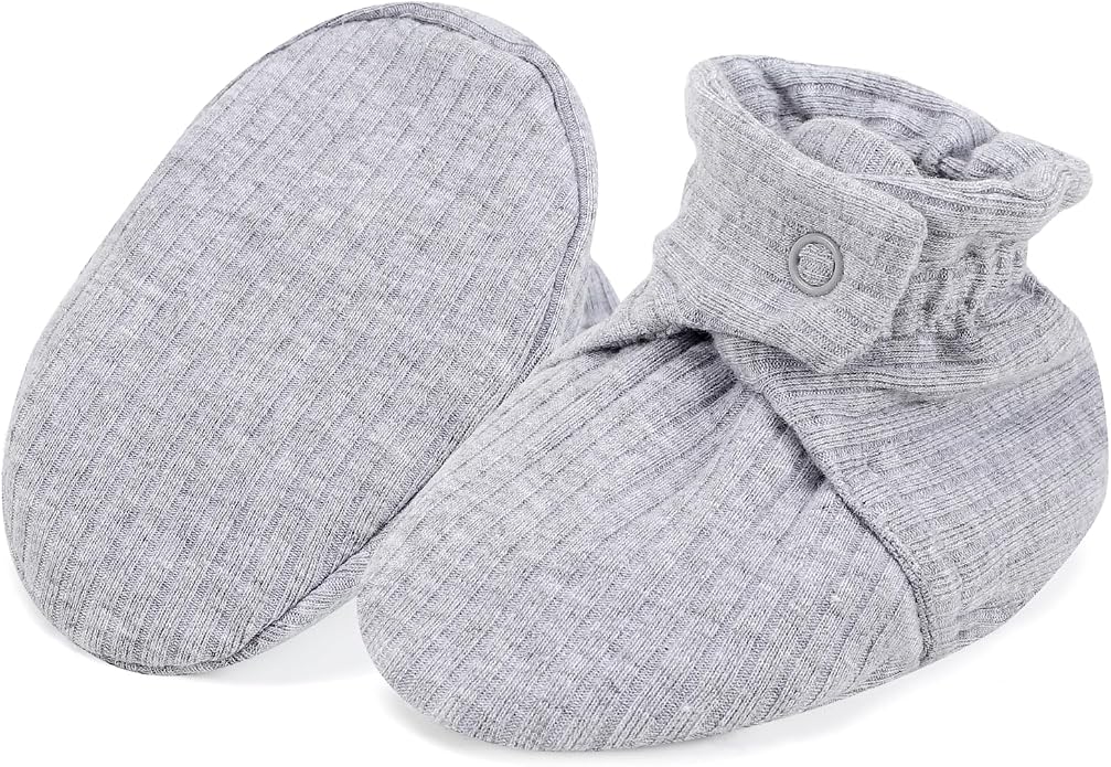 Baby Booties Organic Cotton Infant Bootie Warm Cozy Soft Sock Shoes Adjustable by KARUNEL