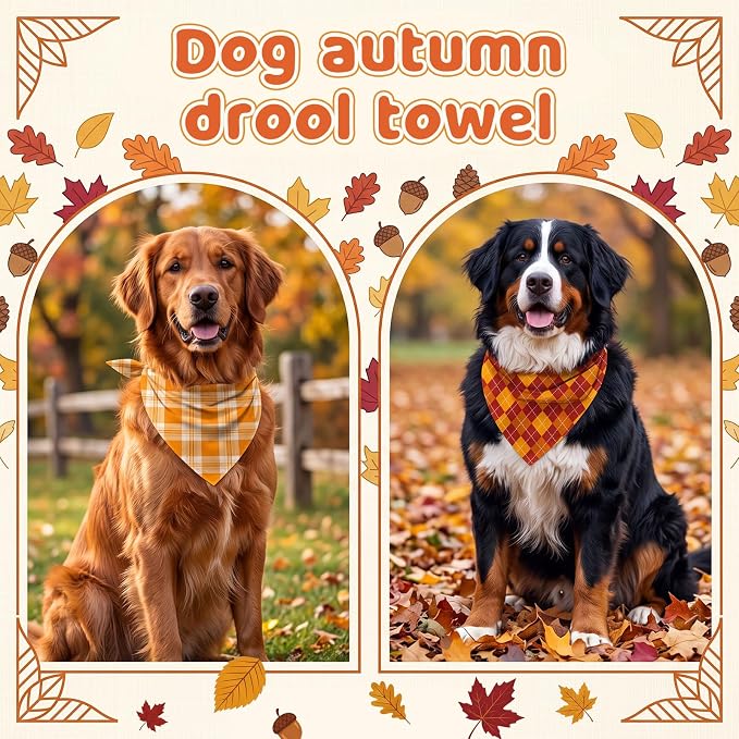 50 Pcs Fall Plaid Dog Bandanas Bulk Autumn Gingham Check Pattern - Image 2