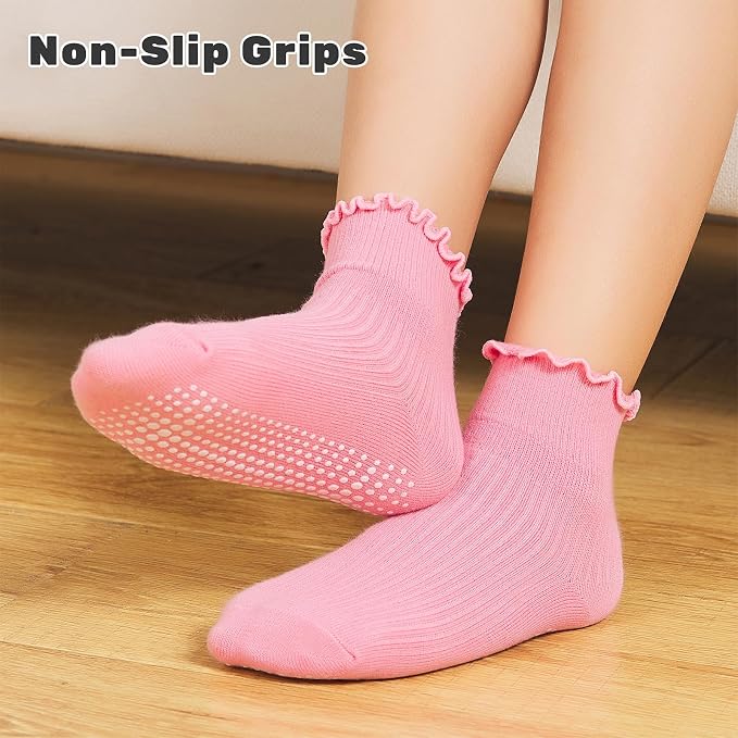 ANYANIME Toddler Socks Ruffle for Girls Baby Grip Socks Non Slip Cute Frill - Image 2