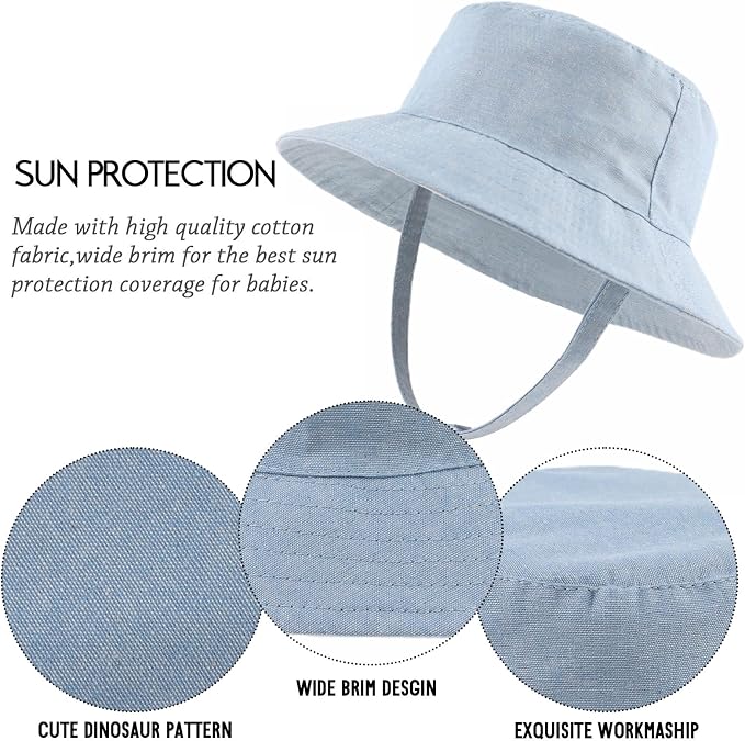 JANGANNSA Dinosaur Baby Boys Sun Hat Cotton Toddler Girls Bucket Hats Summer - Image 3