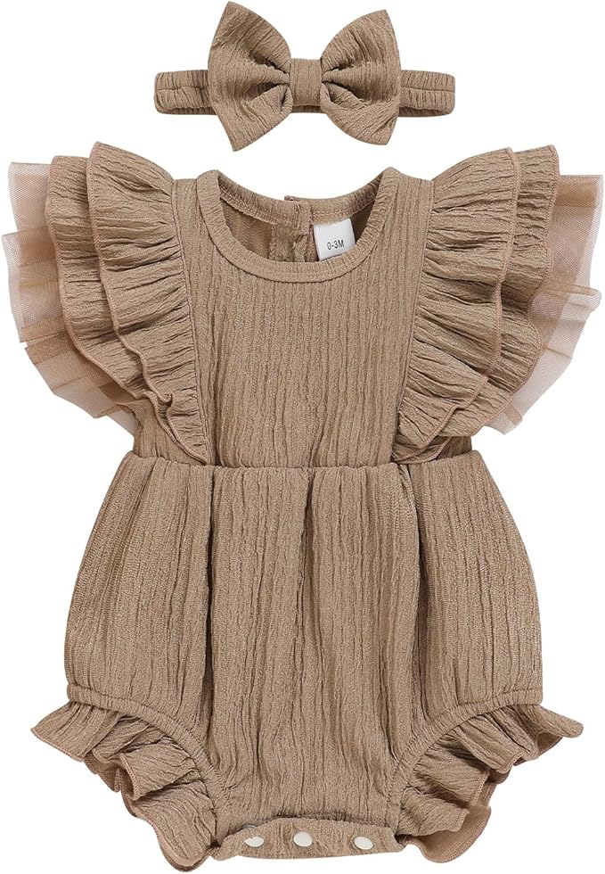 TITKKOP Ruffle Bubble Romper for Baby Girl | One-Piece Shorts Jumpsuit | Summer by TITKKOP