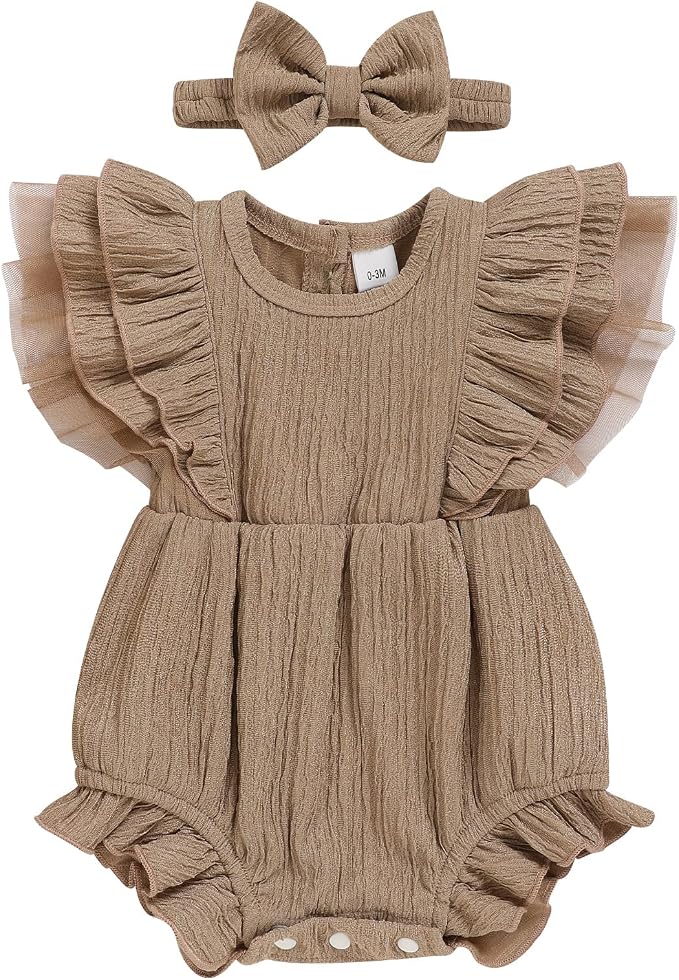 TITKKOP Ruffle Bubble Romper for Baby Girl | One-Piece Shorts Jumpsuit | Summer by TITKKOP