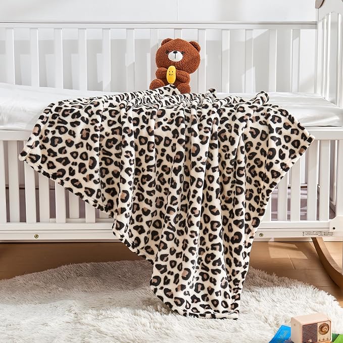 Yurhap Leopard Print Baby Blanket Fleece Baby Blankets - Image 4