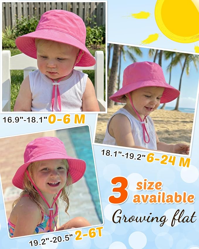 Baby Sun Hat Kids Summer Sun Protection Toddler Bucket Hat Wide Brim Adjustable - Image 7