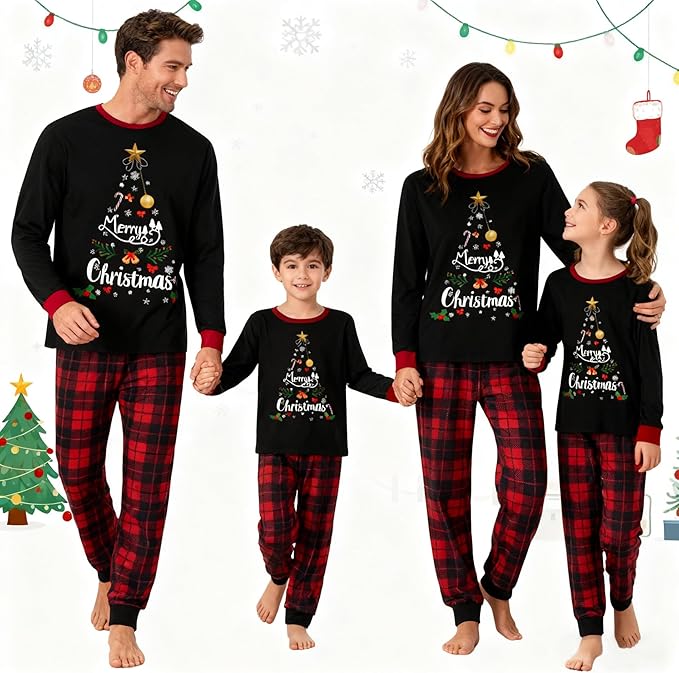Awoscut Family Christmas Pajamas Matching Pajamas for Family, Xmas PJs Sets Holiday Sleepwear