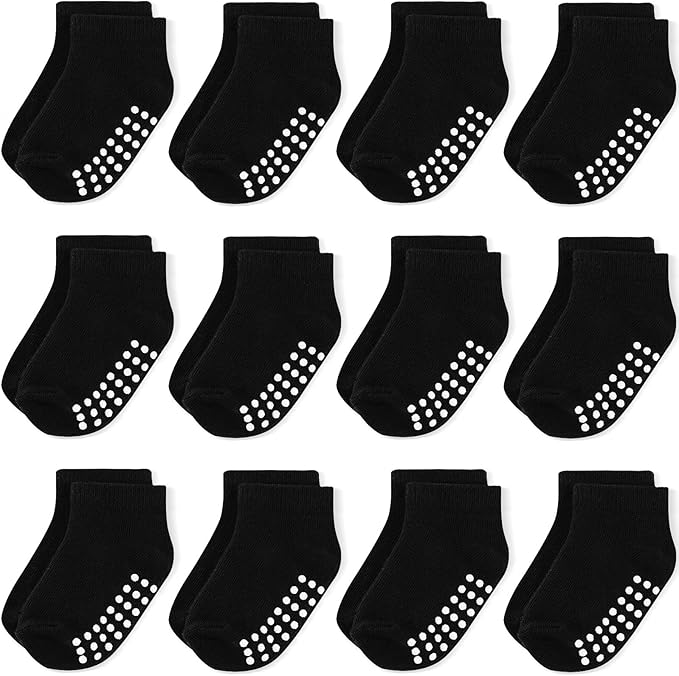 Baby Non-Slip Ankle Socks 12 Pack Soft Cotton by JAKIDAR