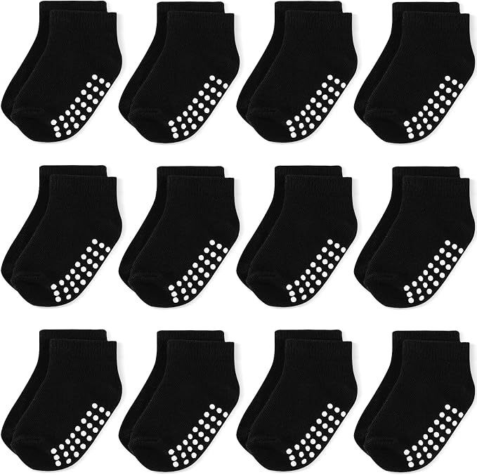 Baby Non-Slip Ankle Socks 12 Pack Soft Cotton by JAKIDAR
